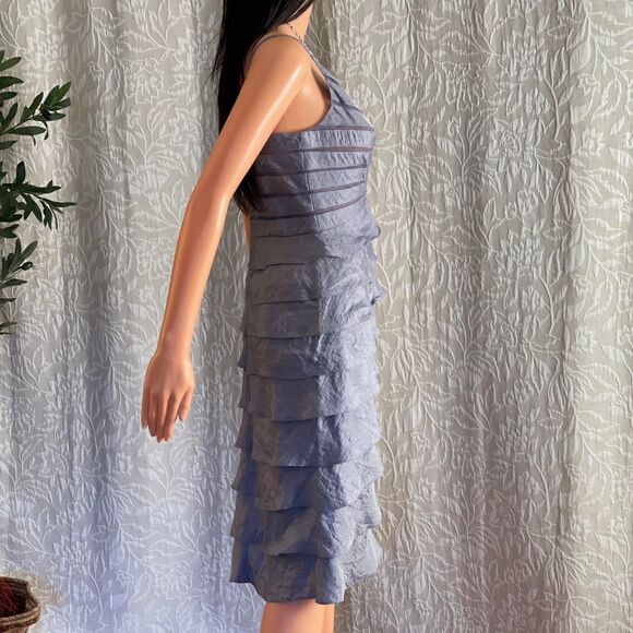 Vintage Y2K Adrianna Papell Metallic Purple/Gray Layered Formal Dress Fairy Sz 4 - Picture 5 of 8